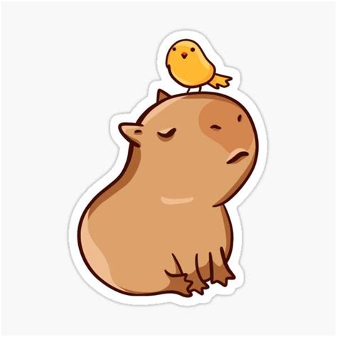 "Capybara with bird" Sticker for Sale by manydoodles | Capybara, Cute ...