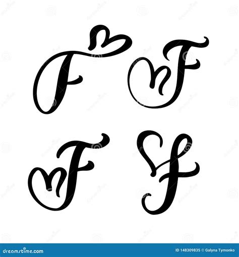 Vector Set Of Vintage Floral Letter Monogram F Calligraphy Element