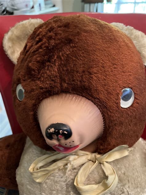 Vintage 1950s Large 26 Hand Stitched Teddy Bear Rubber Snout Googly