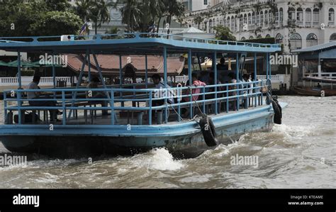 River Crossing Ferry On The Chao Phraya River With A Romantic