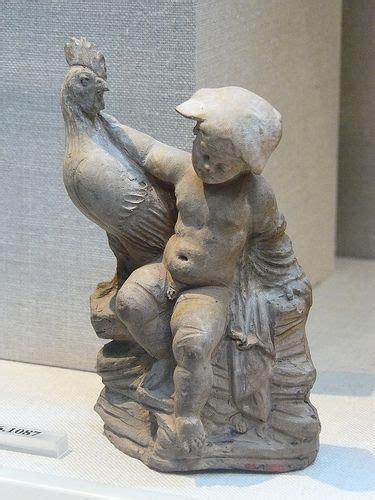 Terracotta Statuette Of A Boy And A Rooster Greek Asia Minor Ponus 2nd