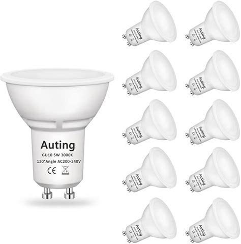 Auting Ampoule Gu10 Led Blanc Chaud 3000k Gu10 Led 5w 470 Lumens