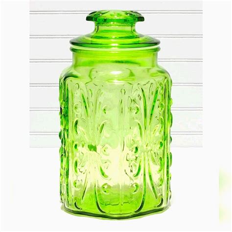 Vintage Kitchen Vnt Limelight Green Canister Show Off Jar Atterbury