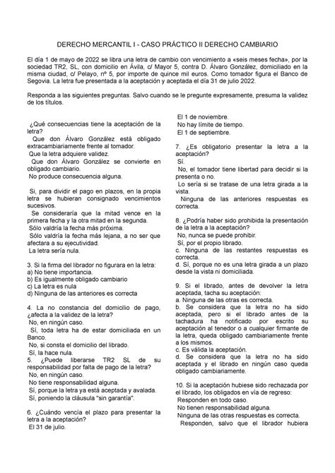 Pr Ctica Letra De Cambio Pr Ctica Letra De Cambio Derecho Mercantil