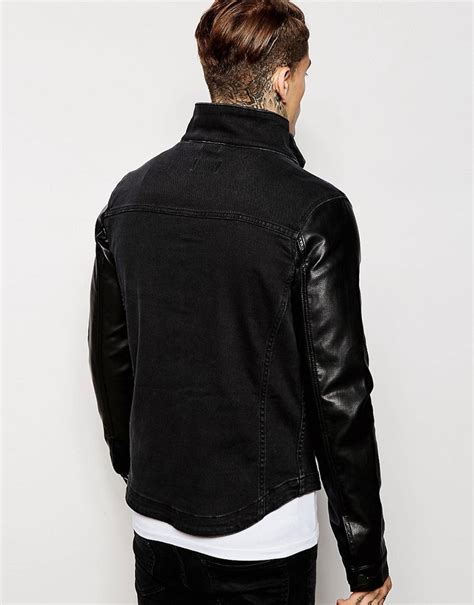 Schwarze Leder Jeansjacke Von Asos Asos Lookastic