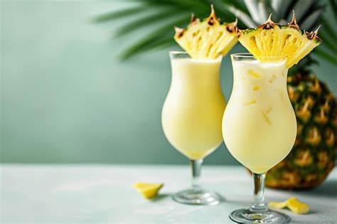 Premium Photo Refreshing Pina Colada Cocktails With Pineapple