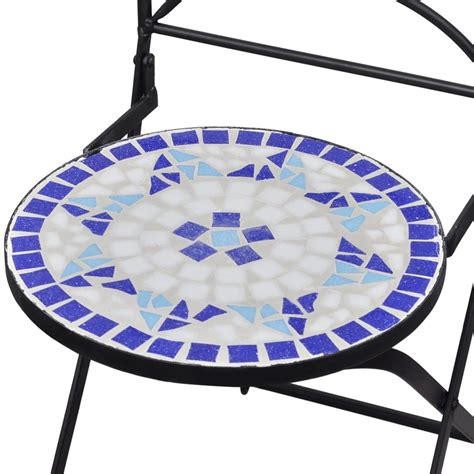 3 tlg Bistro Set Mosaik Keramik Blau und Weiß Weddig