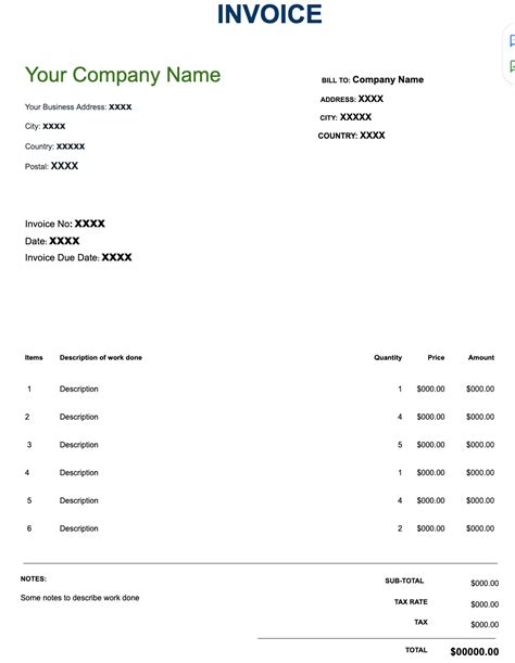 Professional Invoice Template Google Sheets Saadvalues