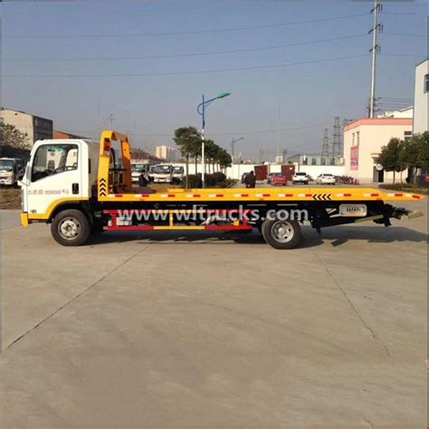 Japan Isuzu Ton Full Landing Recovery Flatbed Wrecker Tow Truck