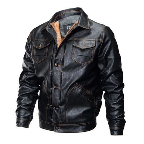 Mens Winter Thick Fleece Tactical Leather Jacket Military Bomber