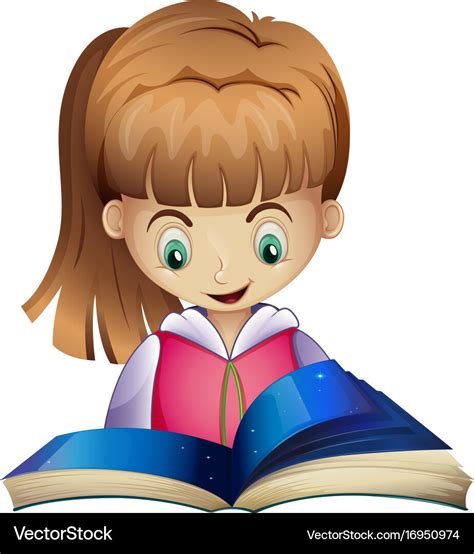 Happy Girl Reading Book Royalty Free Vector Image