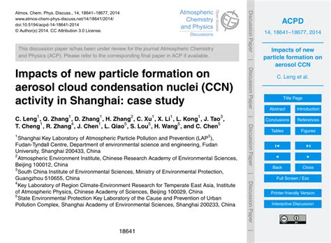 Pdf Impacts Of New Particle Formation On Aerosol Cloud Condensation