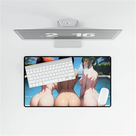 Naked Waifus Lined Up At The Pool Desk Mats Etsy