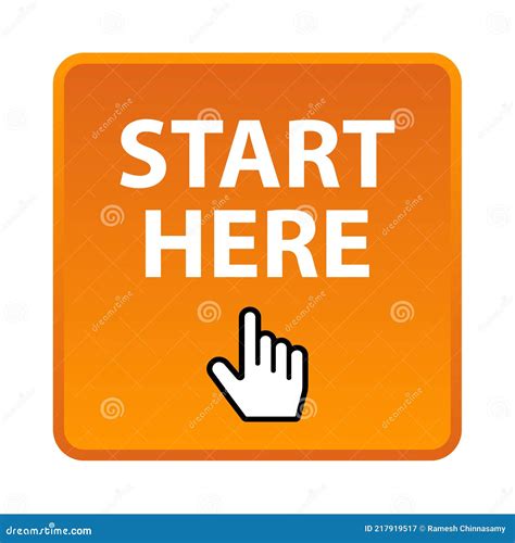 Start Here Button Colorful Vector Illustration With Mouse Arrow