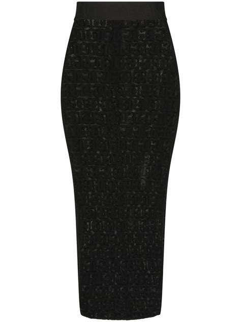 Dolce And Gabbana Dg Logo Tulle Pencil Skirt Black Farfetch