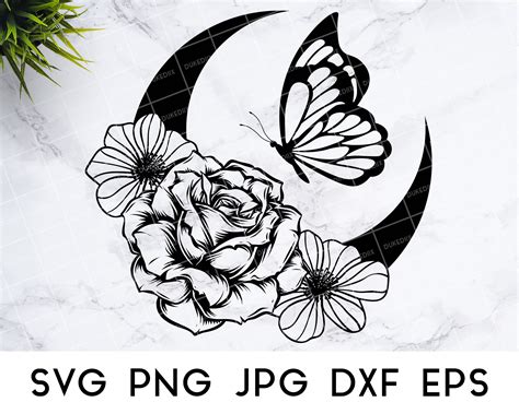 Visual Arts Floral Svg Moon Flower Svg Butterfly Rose Svg Butterfly