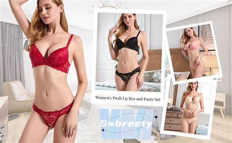 Swbreety Women S Push Up Bra And Panty Set Sexy Lace Lingerie Set