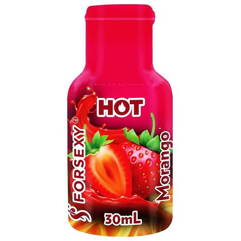 Gel Lubrificante Oral Beijável HOT Sabor MORANGO FOR SEXY Sex Shop Amor de Luxo O seu