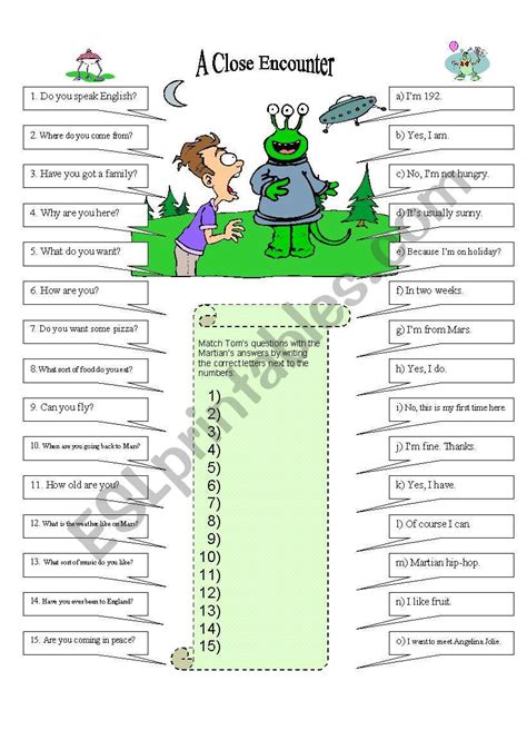 A CLOSE ENCOUNTER ESL Worksheet By Jecika