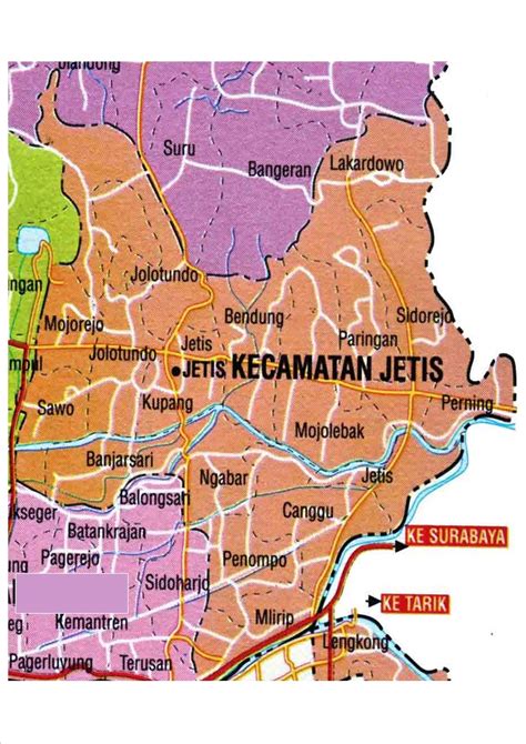 Peta Kecamatan Jetis Kabupaten Mojokerto