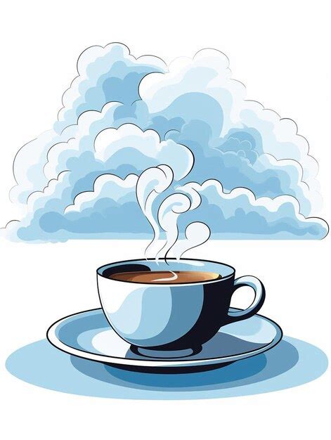 Premium AI Image | a cup of coffee on a plate with a cloud background.