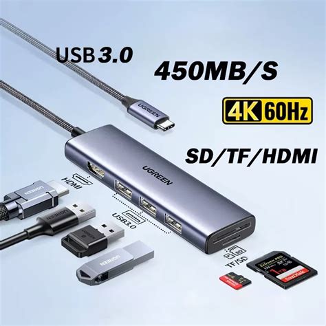 6 In 1 อะแดปเตอร์ฮับ 4k 60hz Usb3 0 Hdmi Tf Sd Card Reader Shopee Thailand