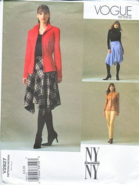 Vogue Sewing Pattern 2827 Misses Size 6 8 10 NY NY Jacket Wrap Skirt