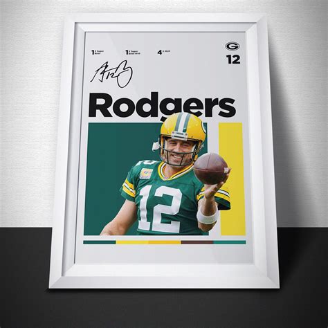 Aaron Rodgers Green Bay Packers Poster Minimalist Poster Sports