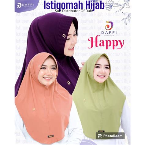 Jual HAPPY Daffi Hijab Instan Bergo Jilbab Best Seller Pad Antem Aksen