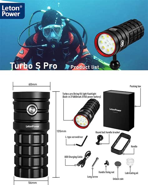 Letonpower Dive Light Ts S Pro Lumens M Underwater Video Light