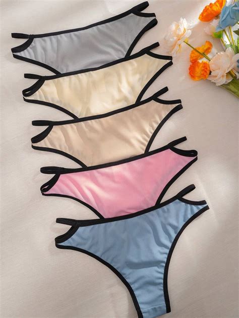 5pack Contrast Binding Panty Set Shein Usa