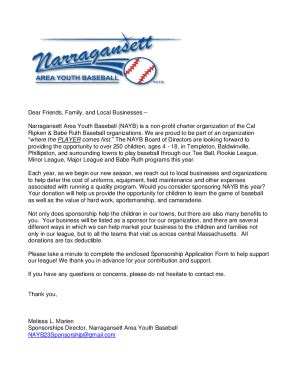 Fillable Online Narragansett Area Youth Baseball NAYB Is A Non Profit