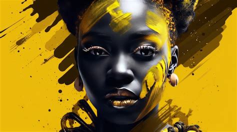 Premium Ai Image A Woman With Yellow Skin And Gold Paint On Her Face