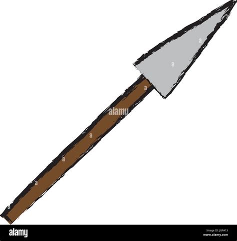 Cartoon Spear Weapon War Medieval Vector Illustration Stock Vector