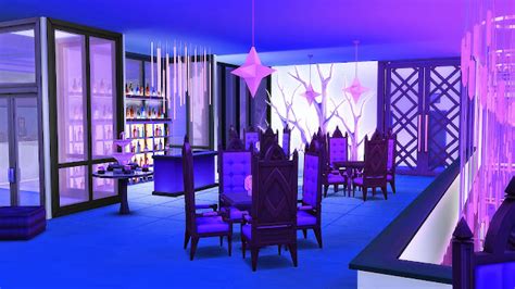 Sims 4 Blue Moon Bowling Club 藍月保齡球之夜 NO CC Home Design Ideas