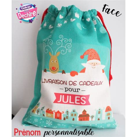 Hotte de Noël personnalisée Hotte du père noël 32x40 cm Cadeaux