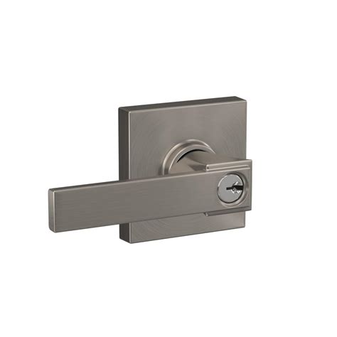 Schlage Custom Northbrook Satin Nickel Collins Trim Keyed Door Lever F51a Nbk 619 Col The Home