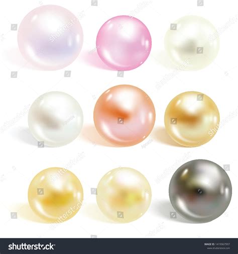 Realistic Different Colors Pearls Set Round Stock Vector Royalty Free 1419967997 Shutterstock