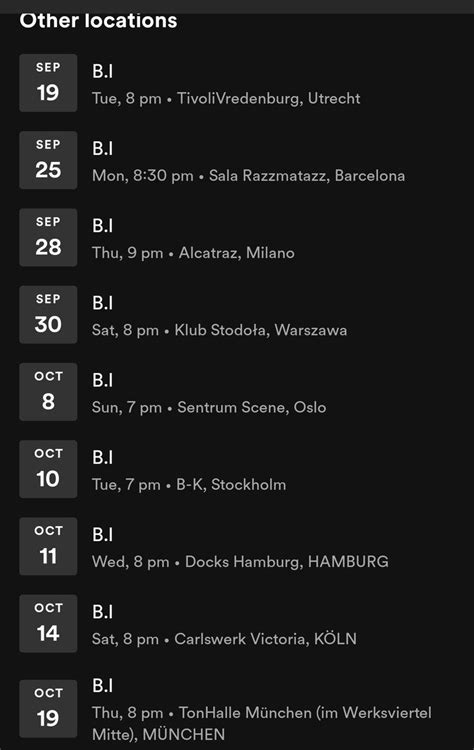 ¹³¹ on Twitter B I Europe tour has been added in Spotify live events