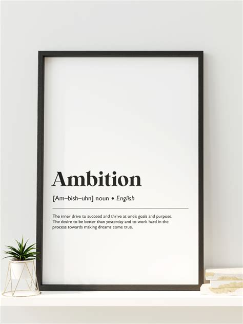 Ambition Motivational Wall Art Printable Office Decor