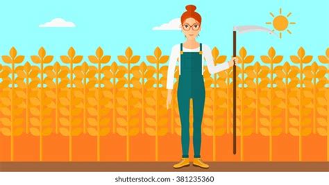 Farmer In The Field With Scythe Over Royalty Free Licensable Stock