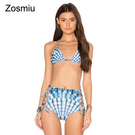 Zosmiu Women Push Up 2018 Bikinis Swimsuits Separate High Waist Shell