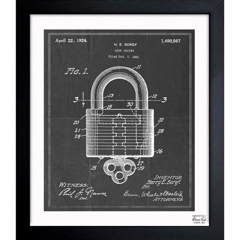 Oliver Gal Lock Casing 1921 Framed Blueprint Art Overstock
