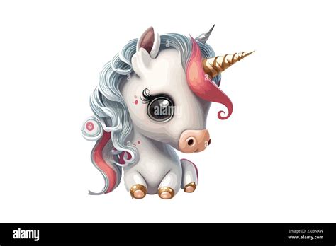 Baby Unicorn Cartoon Character Vector Illustration Stock Vector Image