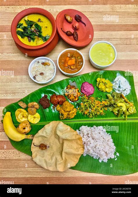 Traditional Sadhya Meal Served On A Banana Leaf In Toronto Ontario