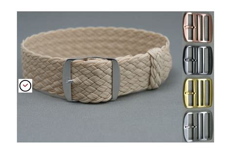 Beige Braided Perlon Watch Band Double Yarn Weaving Nylon Fabric