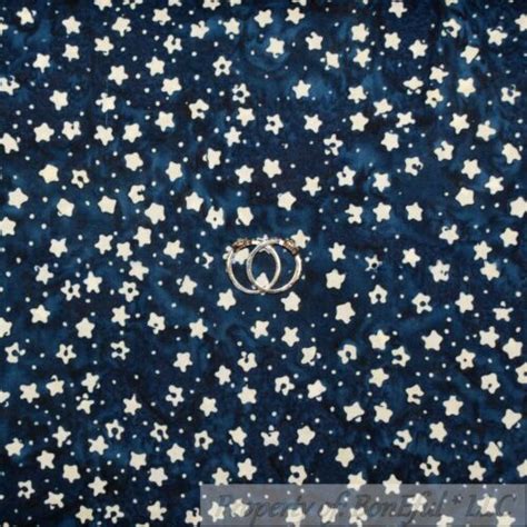 BonEful FABRIC FQ Cotton Quilt Navy Blue Off White STAR Batik Cowboy