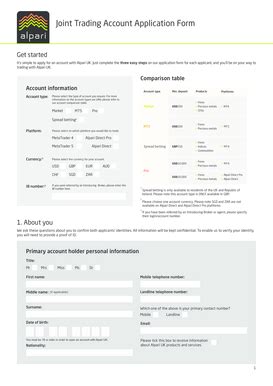 Fillable Online Joint Application Form Alpari Uk Fax Email Print