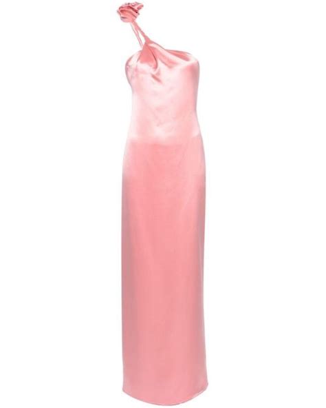 Magda Butrym Floral One Shoulder Silk Maxi Dress In Pink Lyst