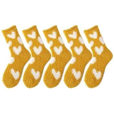 5 Pairs Womens Fuzzy Socks Winter Warm Cozy Fluffy Super Soft Slipper